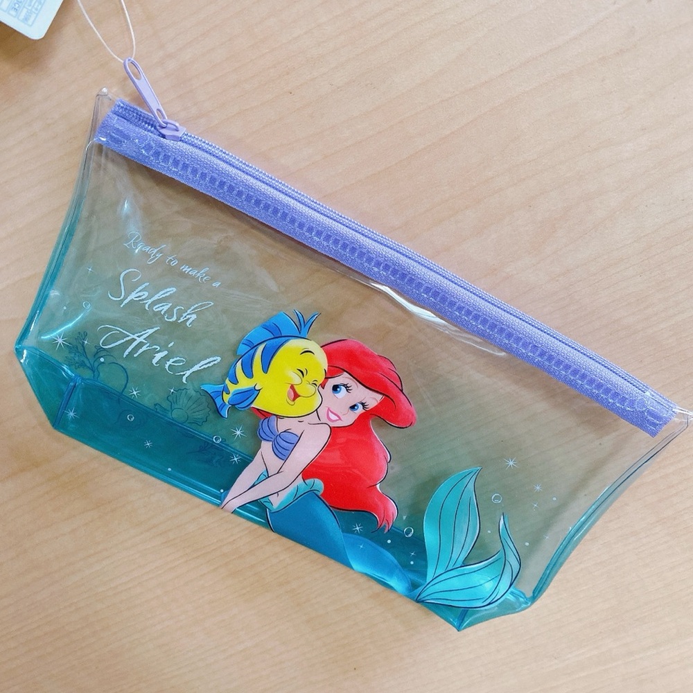 NWT Disney Princess Ariel PVC Zipper Top Pouch / Boat shaped vinyl pouch